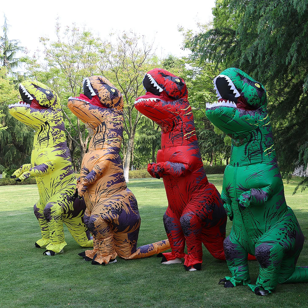 Oppblåsbart T-Rex dinosaur kostyme for barn og voksne